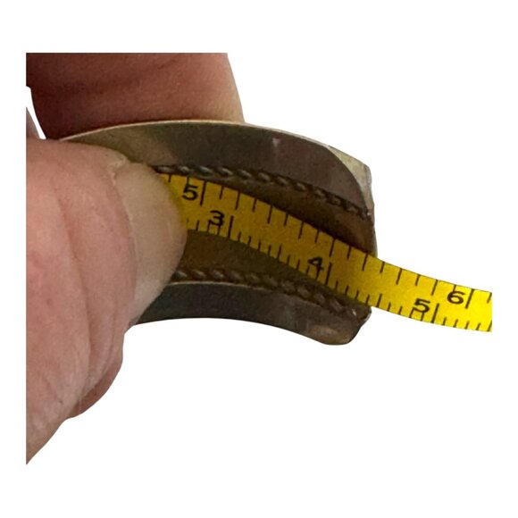 Vintage Two Tone Sterling Silver & Gold Tone Etched Southwest Cuff Bracelet - Picture 6 of 11